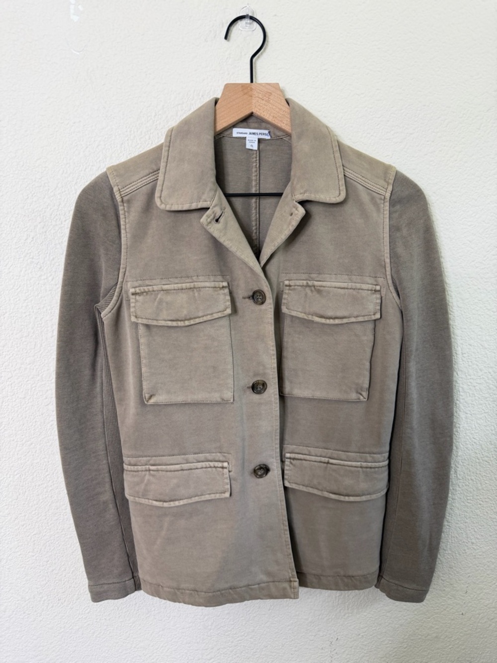 James Perse Mixed Media Surplus Jacket in Coyote Pigment Womens Size 0 / XS - Picture 4 of 9